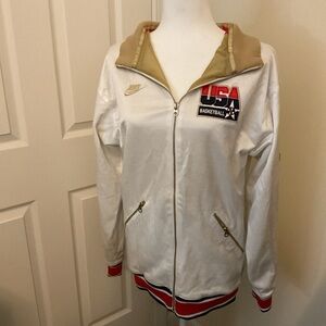 Nike White and Gold USA Basketball Jacket